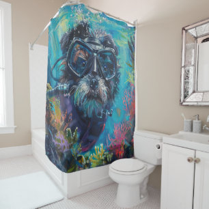 Affenpinscher Dog Scuba Diving Underwater Shower Curtain