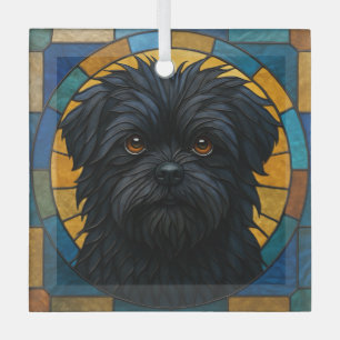Affenpinscher Dog "Stained Glass" Glass Tree Decoration