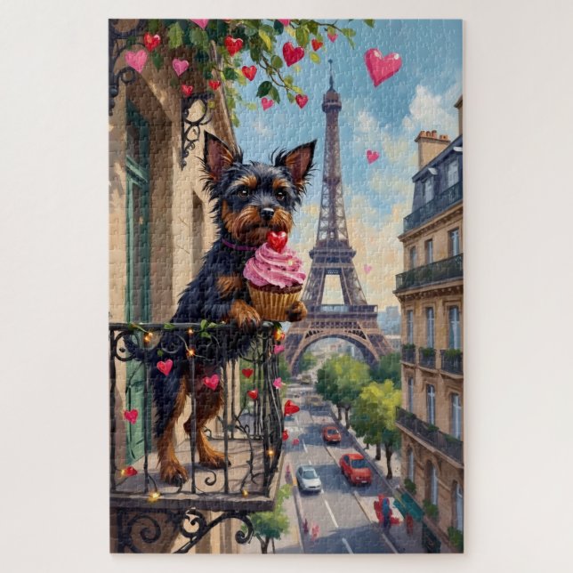 Affenpinscher Dog Valentine's Day Paris Balcony Jigsaw Puzzle (Vertical)