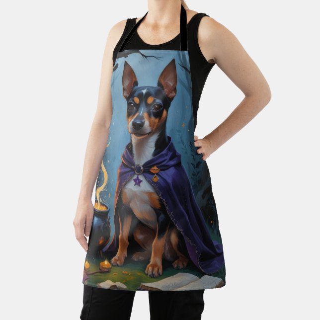 Affenpinscher Dog Whimsical Halloween Painting Apron (Insitu)