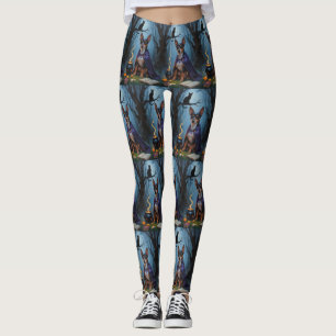 Affenpinscher Dog Whimsical Halloween Painting Leggings