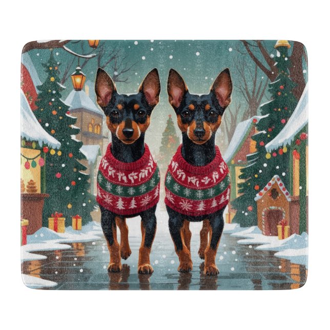 Affenpinscher Dogs Christmas Snow Holiday Cutting Board (Front)