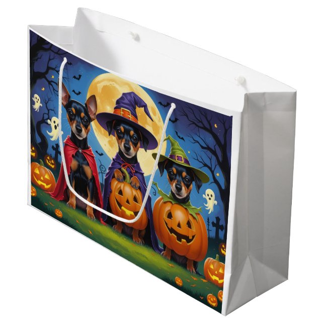 Affenpinscher Dogs Pumpkin Halloween Funny Large Gift Bag (Front Angled)