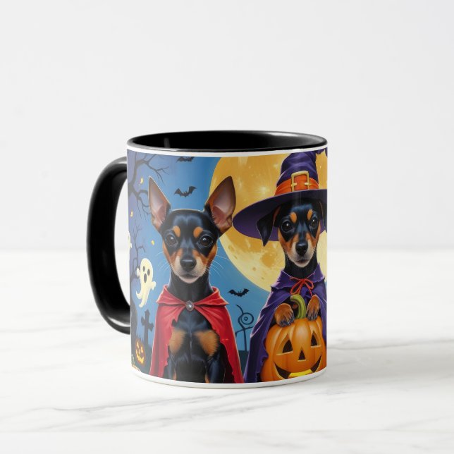 Affenpinscher Dogs Pumpkin Halloween Funny Mug (Front Left)