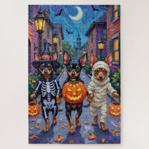 Affenpinscher Dogs Trick-or-Treating in Halloween  Jigsaw Puzzle