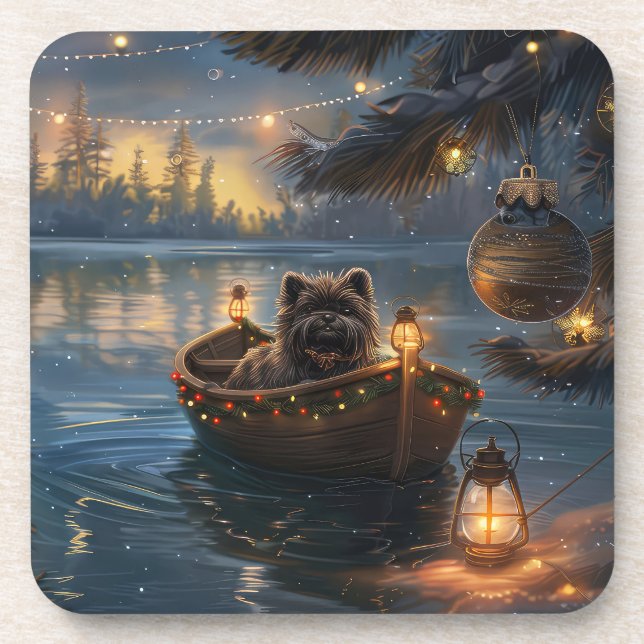 Affenpinscher Festive Christmas Voyage Coaster (Front)