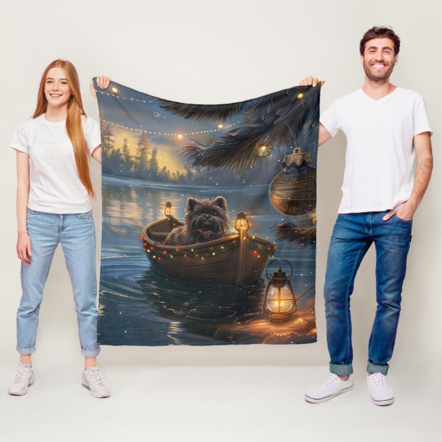 Affenpinscher Festive Christmas Voyage Fleece Blanket (In Situ)