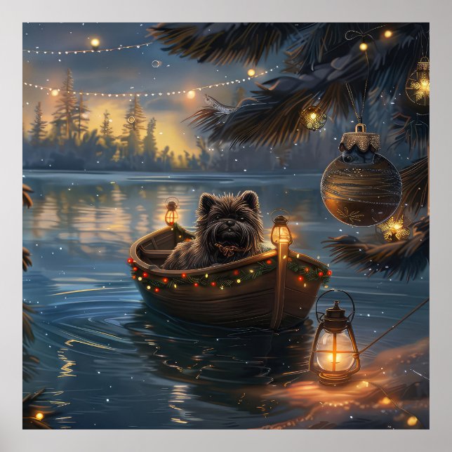 Affenpinscher Festive Christmas Voyage Poster (Front)