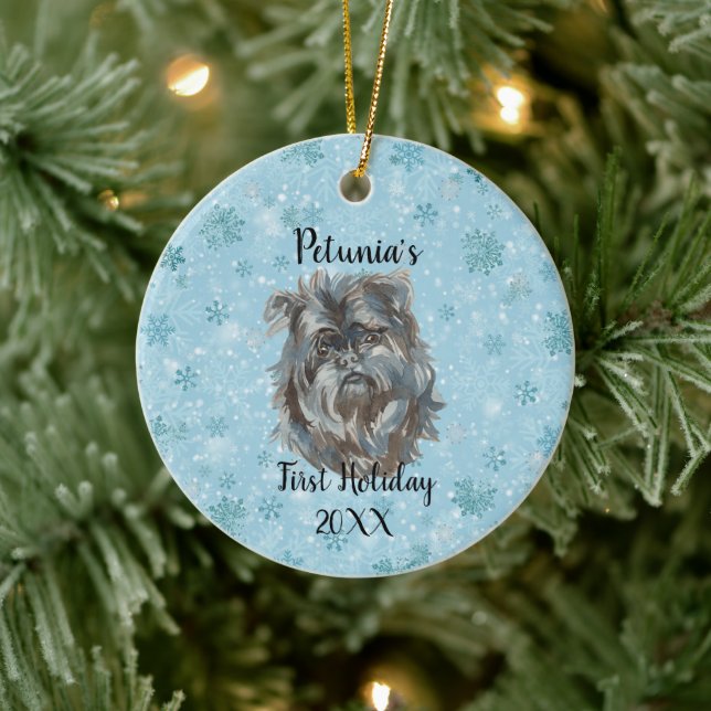 Affenpinscher First Holiday Ceramic Ornament (Tree)