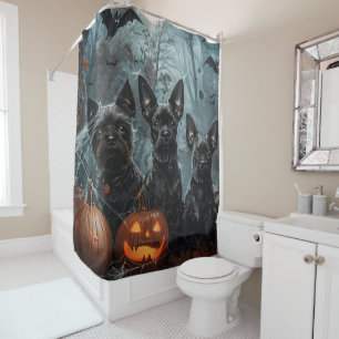 Affenpinscher Halloween Night Doggy Delight Shower Curtain