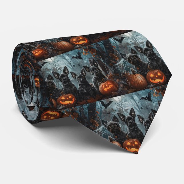 Affenpinscher Halloween Night Doggy Delight Tie (Rolled)