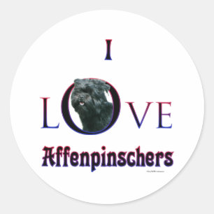 Affenpinscher I Love Classic Round Sticker