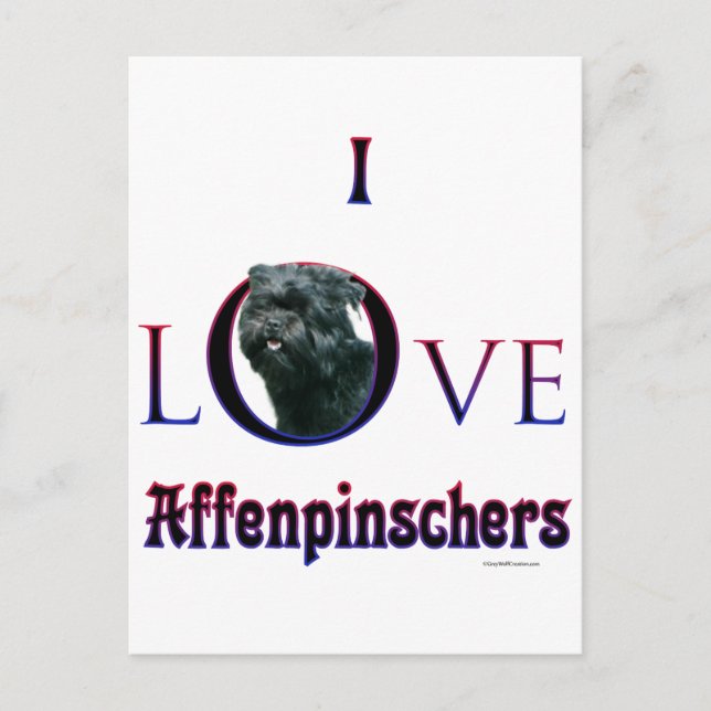 Affenpinscher I Love Postcard (Front)
