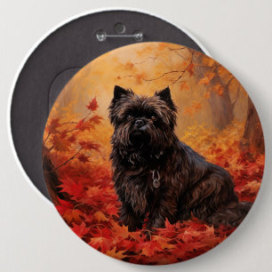 Affenpinscher in Autumn Leaves Fall Inspired  6 Cm Round Badge