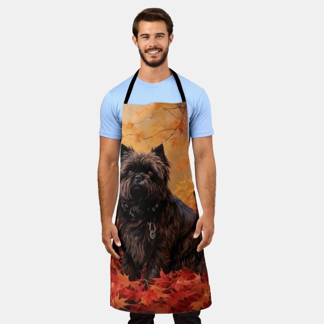 Affenpinscher in Autumn Leaves Fall Inspired  Apron (Worn)