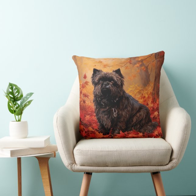 Affenpinscher in Autumn Leaves Fall Inspired  Cushion (Chair)