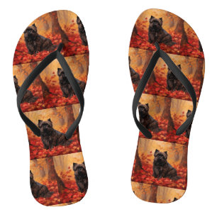 Affenpinscher in Autumn Leaves Fall Inspired Thongs