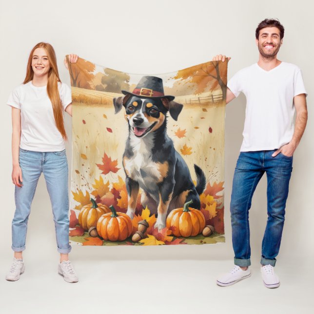 Affenpinscher in Autumn Leaves Thanksgiving Art Fleece Blanket (In Situ)