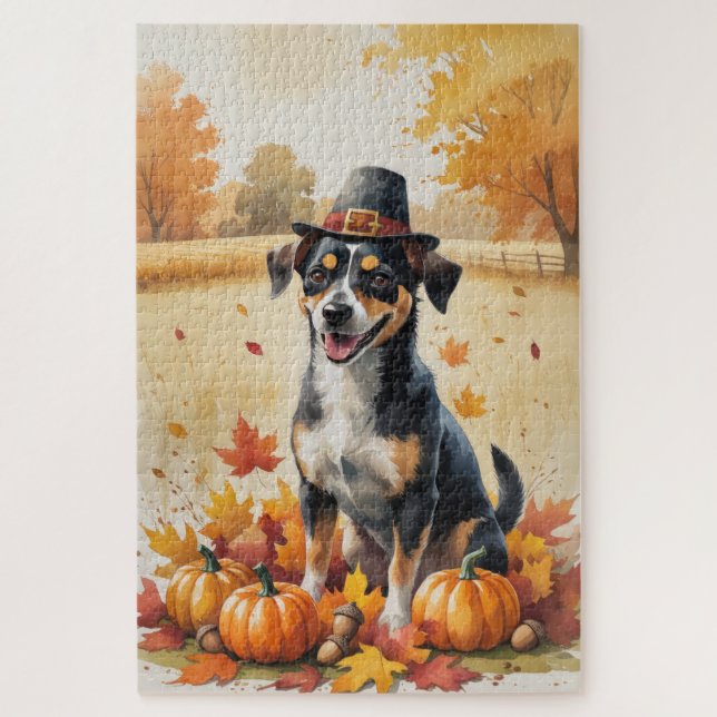 Affenpinscher in Autumn Leaves Thanksgiving Art Jigsaw Puzzle (Vertical)