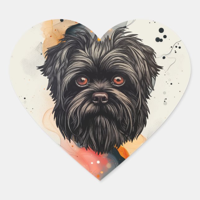 Affenpinscher Monkey Dog Affens Terrier Heart Sticker (Front)