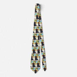 Affenpinscher on Beach, summer gift for dog lovers Tie