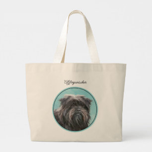Affenpinscher Painting Black and Silver Dog Art Large Tote Bag