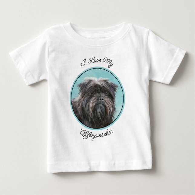 Affenpinscher Painting - Cute Original Dog Art Baby T-Shirt (Front)