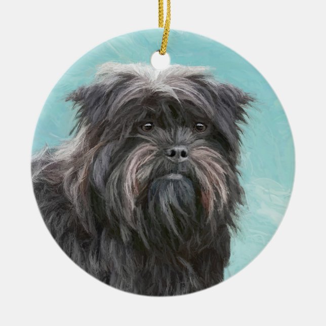 Affenpinscher Painting - Cute Original Dog Art Ceramic Ornament (Front)