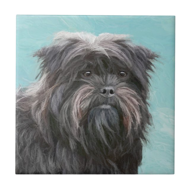 Affenpinscher Painting - Cute Original Dog Art Ceramic Tile (Front)