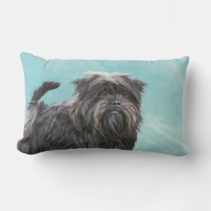 Affenpinscher Painting - Cute Original Dog Art Lumbar Cushion