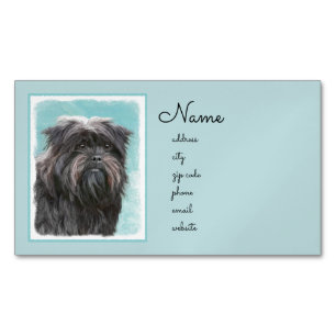 Affenpinscher Painting - Cute Original Dog Art Magnetic Business Card