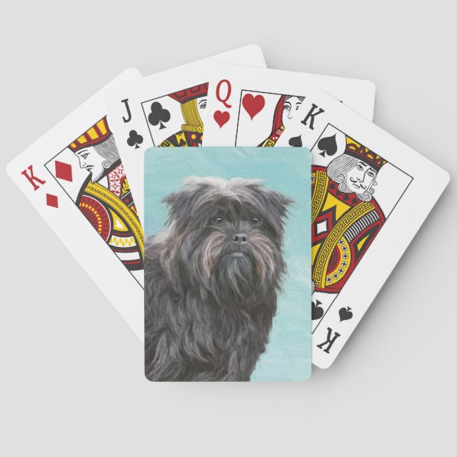 Affenpinscher Painting - Cute Original Dog Art Playing Cards (Back)
