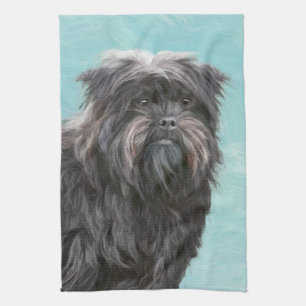 Affenpinscher Painting - Cute Original Dog Art Tea Towel