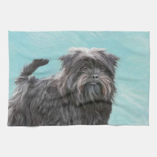 Affenpinscher Painting - Cute Original Dog Art Tea Towel