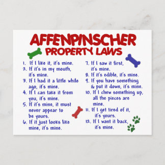 AFFENPINSCHER Property Laws 2 Postcard