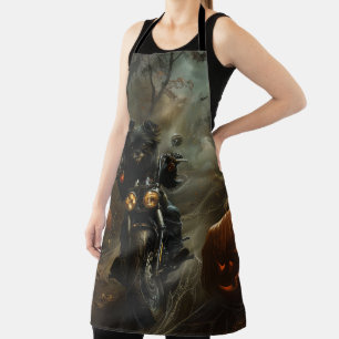 Affenpinscher Riding Motorcycle Halloween Scary  Apron
