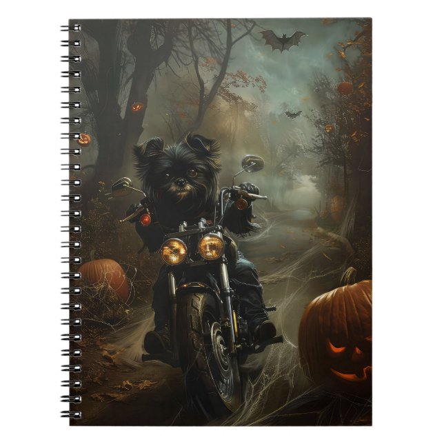 Affenpinscher Riding Motorcycle Halloween Scary  Notebook (Front)