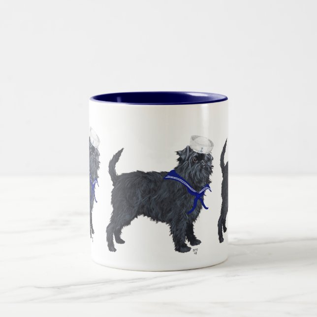 Affenpinscher Sailor Two-Tone Coffee Mug (Center)