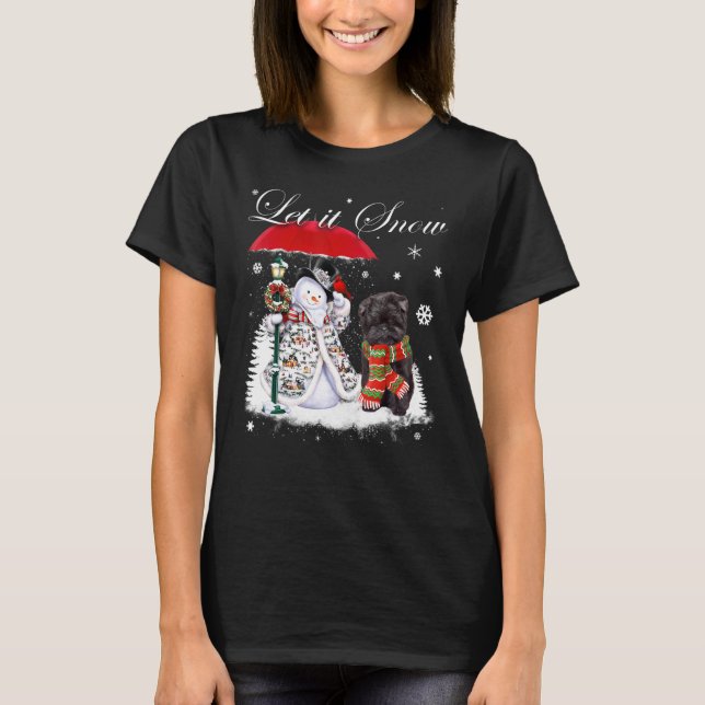 Affenpinscher Santa Dog Christmas Snowman Xmas Paj T-Shirt (Front)