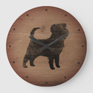 Affenpinscher Silhouette Rustic Large Clock