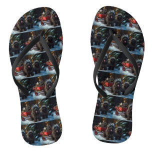 Affenpinscher Snowy Sleigh Ride Christmas Decor Thongs
