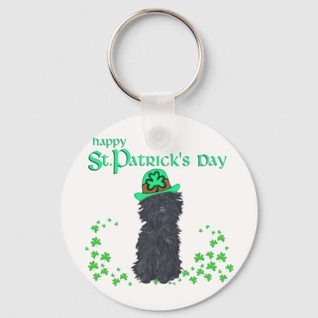 Affenpinscher St Patricks Day Key Ring (Front)