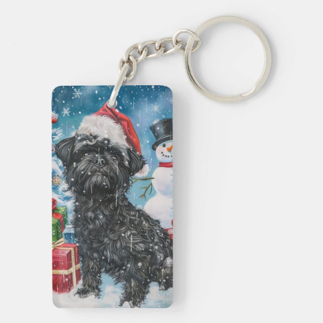 Affenpinscher Winter Wonderland Christmas Joy Key Ring (Back)