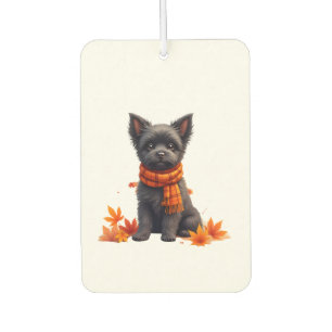 Affenpinscher With Heart Made Of Autumn Leaves Car Air Freshener