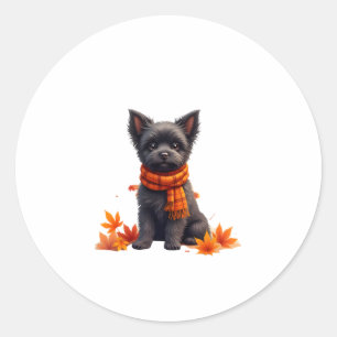 Affenpinscher With Heart Made Of Autumn Leaves Classic Round Sticker