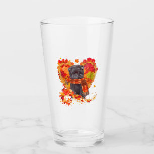 Affenpinscher With Heart Made Of Autumn Leaves Glass