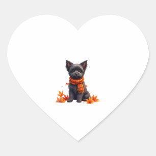 Affenpinscher With Heart Made Of Autumn Leaves Heart Sticker