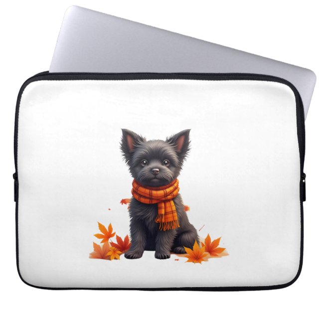 Affenpinscher With Heart Made Of Autumn Leaves Laptop Sleeve (Front)