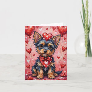 Affenpinscher with Red Hearts Valentine's Day Card