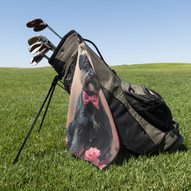 Affenpinscher with Roses - Valentine's Day Golf Towel (Green)